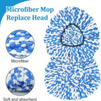 Spin Mop Handle,Mop Heads Replacements,Scrubber Mop Head and Mop Base Compatible with O-cedar RinseClean 2-Tank Spin Mop System,Mop Handle and Head Replacement Combo Set for Wet Dry Use Floor Cleaning