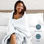 Bare Home Polar Fleece Blanket - White - Warm & Cozy - Premium Fleece - Throw for Bed, Sofa, Camping, Travel and Cold Nights - Lightweight Blanket (Twin/Twin XL, White)