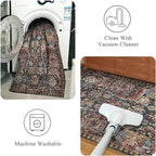 RUGSURE Washable Area Rugs - Perfect for Living Room, Bedroom, Kids Room, Nursery - Stain & Water Resistant Non-Slip, Pet & Child Friendly, Vintage Tribal Area Rugs (Rust, 6' x 9')