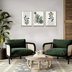 Bwodke Boho Wall Art, Framed Abstract Wall Art, Botanical Canvas Wall Decor, Mid Century Line Leaf Geometric Pictures Set of 3, Minimalist Paintings, for Bedroom Living Room Bathroom 16"x24"