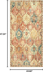 Lahome Kitchen Rugs Non Slip Washable Rugs for Entryway, 2x4 Rug Non-Slip Moroccan Trellis Ultra-Thin Indoor Door Mat Small Carpet for Bathroom Bedroom Entry, Red/Orange