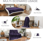 Electric Heated Blanket Full Size 72"x84" - Flannel & Sherpa Fabric Dual-Sided, 6 Heat Settings & 1-10 Hours Auto Off, Soft & Cozy Warming Throw for Home, Office, or Bed, Machine Washable, Purple