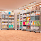 PrimeZone 2 Pack Steel Storage Wire Shelving 5 Tier Metal Shelves with Wheels,Adjustable Kitchen Utility Shelving Unit,Pantry Rack Rolling Metal Shelf Laundry,Chrome 24" Wx18 Dx75 H