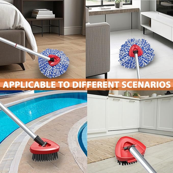 Spin Mop Head Replacement for O Cedar RinseClean 2-Tank System,2 Mop Replace Heads + 1 Upgrade Scrubber Brush, 100% Microfiber Mop Refills Deep Cleaning Machine Washable