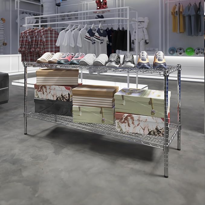 18" Deep x 54" Wide x 27" Height Wire Shelving Kit | 2-Tier | NSF Commercial Storage Rack Unit