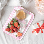 3Pcs Pink Bow Serving Trays 13 x 10 Inch Watercolor Ribbon Bow Knot Reusable Platter Pink White Plaid Serving Dishes for Coquette Birthday Wedding Baby Shower Party Decor