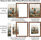 10x14 Picture Frame Set of 12 for 30 x 40 cm Diamond Art Painting, Display 8.5x11 With Mat or 10x14 Without, Wood Wall Gallery Poster Photo Frames Bulk, 12 Pack, Deep Brown