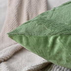 Set of 2 Soft Moroccan Throw Pillow Covers 16x16 Inch Plush Boho Decorative Pillow Cover Accent Cushion Case for Couch Sofa Bed, Olive Green