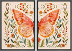 SIGNFORD Framed Canvas Print Wall Art Set Whimsical Butterfly and Florals Colorful Nature Illustration Modern Art Decorative Nordic Nature for Living Room, Bedroom, Office - 16"x24"x2 Black