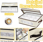 homyfort 2 Pack Mug Storage Box with Dividers, China Cup Storage Containers Organizer Hard Shell with Compartments for 24 Tea Cups and Coffee Mugs (Beige)