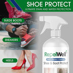 Shoe & Boot Stain & Water Repellent (24oz) Eco-Friendly, Pet-Safe Spray Keeps Fabric, Leather & Suede Clean & Dry