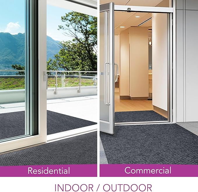 iCustomRug Hallway Runner Rug – 4x10ft Charcoal, Indoor/Outdoor, Non-Slip Rubber Backing, Low-Profile All-Weather Carpet, Non-Shedding & Easy Care, Entryway Mat Ideal for High Traffic Areas