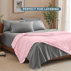 Bare Home Fleece Blanket - Throw/Travel - Ultra-Soft Lightweight for Bed, Sofa, and Couch - Luxury Microplush - Cozy Warm Blanket (Throw/Travel, Light Pink)