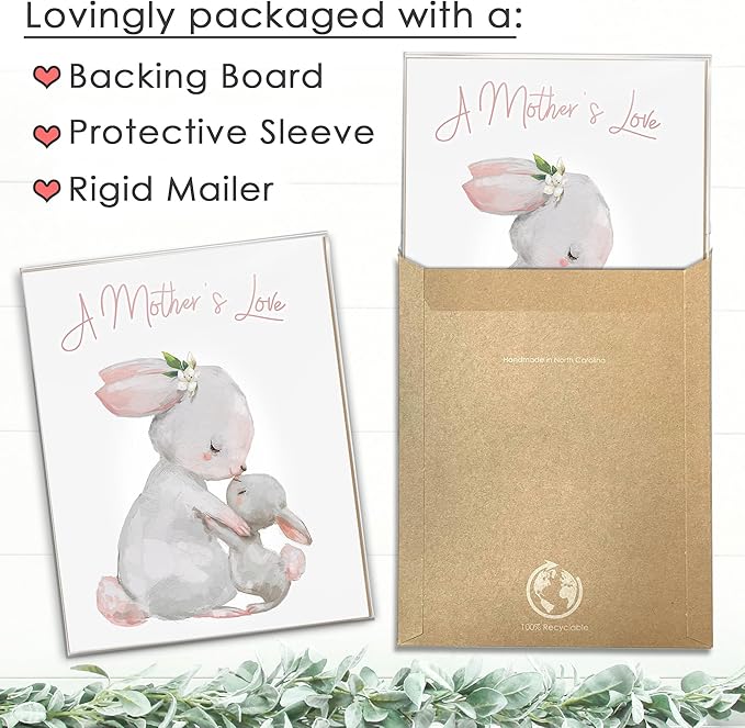 Mother and Child Bunny Wall Art Print - Unframed - 11x14 | Nursery Decor | Bedroom Decor | Room Decor Aesthetic | Bedroom Wall decor