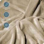 Bare Home Fleece Blanket - Giant Size - Ultra-Soft Lightweight for Bed, Sofa, and Couch - Luxury Microplush - Cozy Warm Blanket (Giant, Oyster)