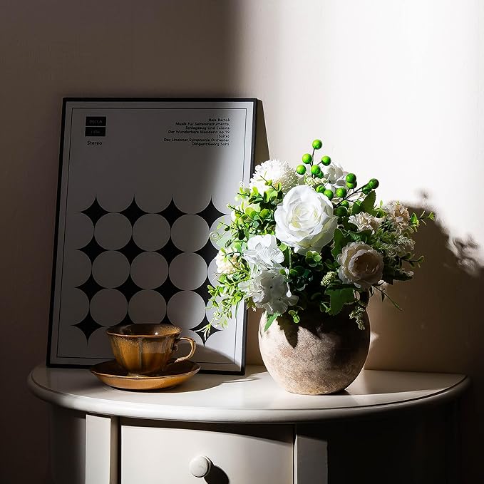 6 Inch Ceramic Vase, Terracotta Flower Vases, Vintage Porcelain Vase for Home Decor, Decorative Farmhouse Vase with hadle for Home Decor, Living Room, Shelf Decor, Farmhouse, Table, Lyeec