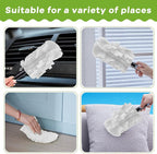 Zubebe 6 Pcs Duster Refill Reusable Fleece Duster Refills Feather Flat Dusters Multi Surface Washable Cleaning Pads Tools for Home, Blinds, Car, Pet, Furniture, Fans (White)