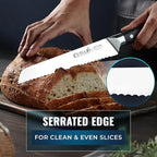 Cutluxe Bread Knife – 8" Serrated Bread Knife for Homemade Bread, Sourdough, Bagel – Razor Sharp High Carbon German Steel Blade for Slicing & Cutting – Ergonomic Handle – Artisan Series