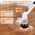 11 in 1 Electric Spin Scrubber Cordless Cleaning Brush 3 Adjustable Angles 2 Adjustable Speeds LED Display Shower Cleaner Brush Supplies Extension Long Handle for Bathroom Floor Tile Toilet Waterproof