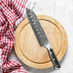 7 inch Santoku Knife, Professional Japanese VG10 Steel Damascus Knife-G10 Handle for cutting Meat,Fish,Fruit, Vegetable