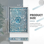 MAONAME Rectangular Decorative Tray, Plastic Serving Tray with Handles, Modern Blue Trays for Ottoman, Coffee Table Trays for Living Room, Home Decor, 15.7" x 11.8" x 1.6"