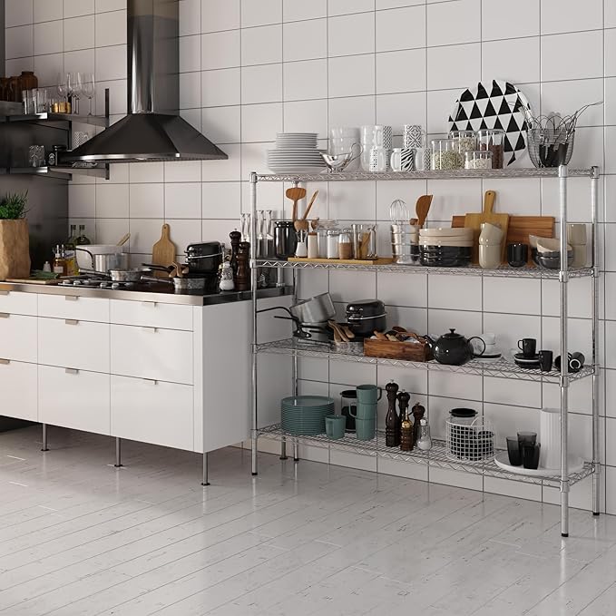 14" Deep x 60" Wide x 54" Height Wire Shelving Kit | 4-Tier | NSF Commercial Storage Rack Unit