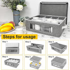 homyfort Mug Storage Box, China Storage Containers Organizer Hard Shell with Dividers for 12 Coffee Mugs, Tea Cup, Moving & Packing (Grey)