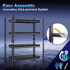 Adjustable Garage Storage Shelves - 35.4''W Garage Shelving Heavy Duty Loads 1280LBS, Metal Industrial Utility Shelf for Warehouse, Kitchen, Laundry Room, 35.4" W x 15.7" D x 66" H, Black