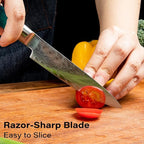 7-Piece Damascus Knife Block Sets, Damascus Knife Set for Professional Chefs, Cutlery Kitchen Scissors and Knives, Premium Razor Sharp Professional Chef Knife with Kitchen Shears and Block Set