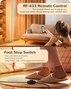 EDISHINE LED Corner Lamp, Set of 2 Minimalist Dimmable Light with Remote, 57.5" Tall Slim Sleek Floor Lamps for Living Room, Bedroom, Office, 7 Color Temperature 2700-6000K, (Silver)