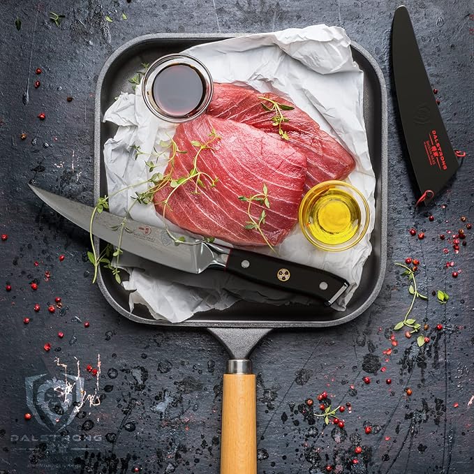 Dalstrong Fillet Knife - 6 inch - Shogun Series ELITE - Damascus - AUS-10V Japanese Super Steel - Boning Knife - Meat Cutting, Carving, Bone, Trimming, Deboning - Black G10 Handle - Sheath Included