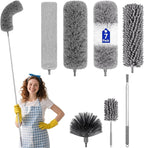 7PCS Dusters for Cleaning, Extendable Microfiber Duster with Extension Pole Up to 100'', Bendable Washable Cleaner Dusters for Cleaning Fan, High Ceiling, Blinds, Furniture, Car