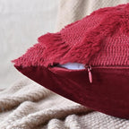 Set of 2 Soft Moroccan Throw Pillow Covers 16x16 Inch Plush Boho Decorative Pillow Cover Accent Cushion Case for Couch Sofa Bed, Burgundy