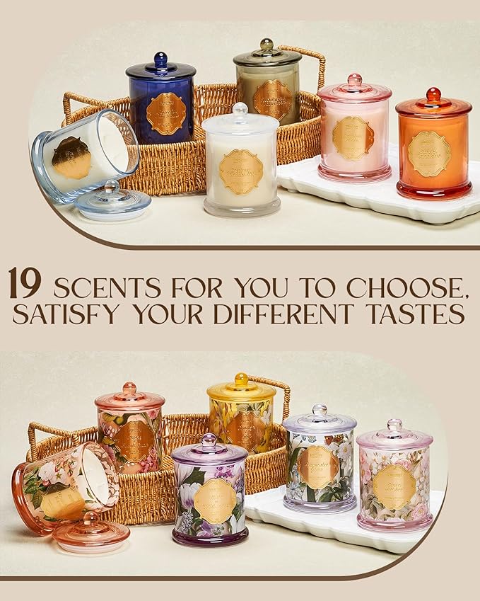 M&SENSE Lavender Candles for Home Scented, Organic Soy Candles with Natural Essential Oil, Relaxing Aromatherapy Candles for Bath Spa Meditation, 2 Wick 12.7oz Large Candle 75 Hour Long Lasting