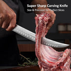 PAUDIN Carving Knife, 10 Inch Butcher Knife, Forged High Carbon German Stainless Steel, Razor Sharp Curved Brisket Slicing Kinfe for Poultry Beef Pork Meat Cutting, Ergonomic wood Handle Design