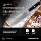 DURA LIVING 8 Inch Professional Chef Knife – High Carbon Stainless Steel, Razor-Sharp, Versatile Cooking & Cutting Kitchen Knife, Ergonomic Handle, Sleek Black Design