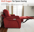 MCombo Wall Hugger Recliner Sofa with Drop Down Table, Power Reclining Sofa with Adjustable Headrest, USB A&C Charge Ports, Reading Lamp, Cup Holders, for Living Room, RVs (Fabric, ST258M3, Burgundy)