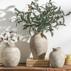 Ceramic Flower Vase Home Decor - Farmhouse Table Vases Rustic Vintage Living Room Kitchen Bedroom Decorations for House Book Shelf Office Coffee Desk Dining Fireplace (7.4" Retro)