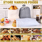 3 Pack Linen Bread Bags for Homemade Sourdough with Plastic Lined - Reusable Sourdough Bread Storage Bag