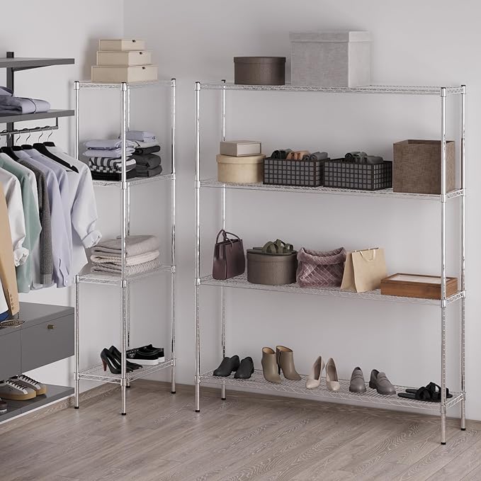 14" Deep x 60" Wide x 74" Height Wire Shelving Kit | 4-Tier | NSF Commercial Storage Rack Unit