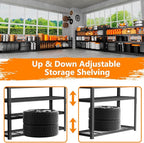 Storage Shelves Heavy Duty, 60"L x 24"W x 60"H Garage Wire Shelving Unit Loads 2640LBS, 4-tier Adjustable Metal Industrial Utility Shelf Rack for Kitchen, Laundry Room, Pantry, Warehouse, Basement