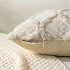 Set of 2 Soft Moroccan Throw Pillow Covers 20x20 Inch Plush Boho Decorative Pillow Cover Accent Cushion Case for Couch Sofa Bed, Beige