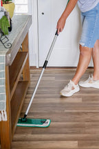 Don Aslett's 12" Mop with 2 Reusable Microfiber Pads | Bathroom or Kitchen | 360° Rotating Head | Machine Washable | Extending Pole