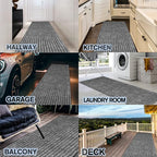 Custom Size Backed Non-Slip Area Rugs Runner, Easy Clean, Waterproof Runner Rugs for Hallway Entryway, Kitchen, Laundry, 3FT x 42FT, Gray Stripe