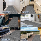 Custom Size Backed Non-Slip Area Rugs Runner, Easy Clean, Waterproof Runner Rugs for Hallway Entryway, Kitchen, Laundry, 3FT x 47FT, Gray Stripe