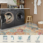 Lahome Moroccan Trellis Washable Rug, 2x3 Kitchen Rugs for Entryway Bathroom, Non-Slip Indoor Door Mat Ultra-Thin, Small Oriental Throw Carpet for Bedroom Entry, Cream/Multi