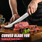 KEEMAKE Carving Knife Set - 12" Brisket Knife & 10" Butcher Knife & Boning Knife Set for Meat Ham Cutting Razor Sharp German Steel with Ergonomic Handle Full Tang Design