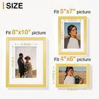 Vittanly 15 Pack Picture Frames Collage Wall Decor for Mounting or Tabletop Display, Gallery Frame Set for Family, Multi Sizes Including 3pcs 8x10, 6pcs 5x7, 6pcs 4x6, Gold
