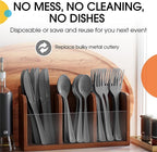 Party Solids Silver Plastic Knives 200 Pcs Silver Knives Disposable Utensils Heavy Duty Plastic Cutlery Set Disposable Cutlery Sets Flatware Sets Silverware Set Party Supplies & Party Tableware