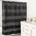 Zahari Home 13pc Sinatra Bathroom Shower Curtain Set Classic Shower Curtain & 12 Shower Curtain Hooks Luxury Fabric Shower Curtain Unique Design Bling Black Shower Curtain Set